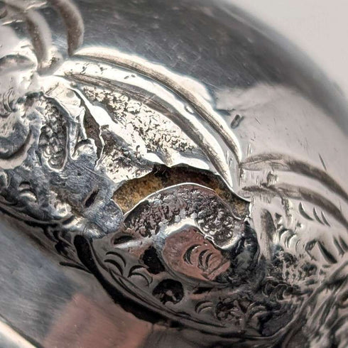 1893 British antique black shaft sterling silver engraved round handle walking stick 86cm