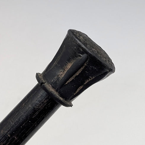 1893 British antique black shaft sterling silver engraved round handle walking stick 86cm