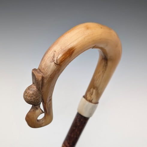 英国アンティーク スコットランド ホーンハンドル 羊飼いステッキ 杖 92cm