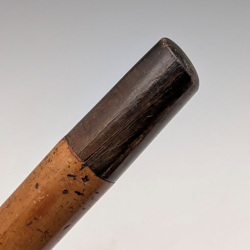 1901 British antique Malacca shaft L-shaped antler handle pure silver decorated walking stick 88cm Henry Howell