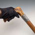1901 British antique Malacca shaft L-shaped antler handle pure silver decorated walking stick 88cm Henry Howell