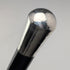 1922 British antique black shaft sterling silver round handle walking stick 92cm Robert Pringle