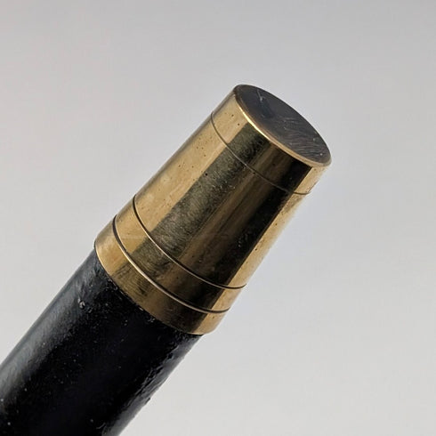1922 British antique black shaft sterling silver round handle walking stick 92cm Robert Pringle