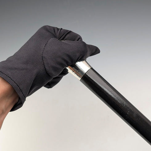 1922年 英国アンティーク ブラックシャフト 純銀製 丸ハンドル ステッキ 杖 92cm Robert Pringle