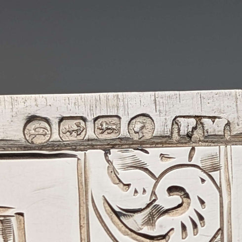 1882 British antique sterling silver card case, 57g, boxed, excellent condition, Frederick Marson