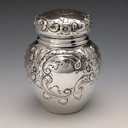 Circa 1900 American Antique Sterling Silver Tea Caddy 118g Black Starr Frost