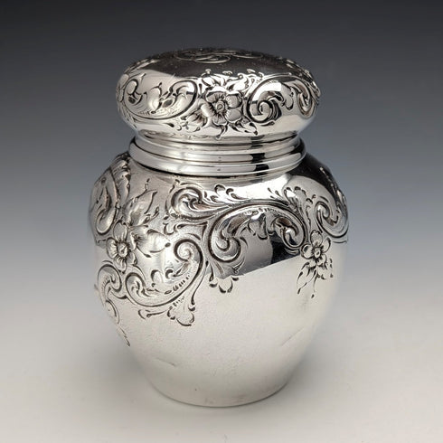 Circa 1900 American Antique Sterling Silver Tea Caddy 118g Black Starr Frost