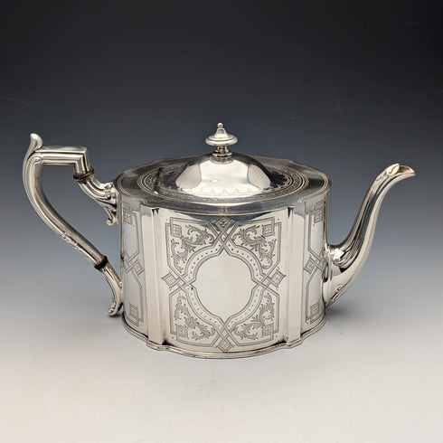 James Dixon & Son 出品的 19 世紀晚期英國古董銀盤茶具(4 件組)