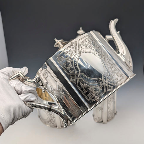 James Dixon & Son 出品的 19 世紀晚期英國古董銀盤茶具(4 件組)