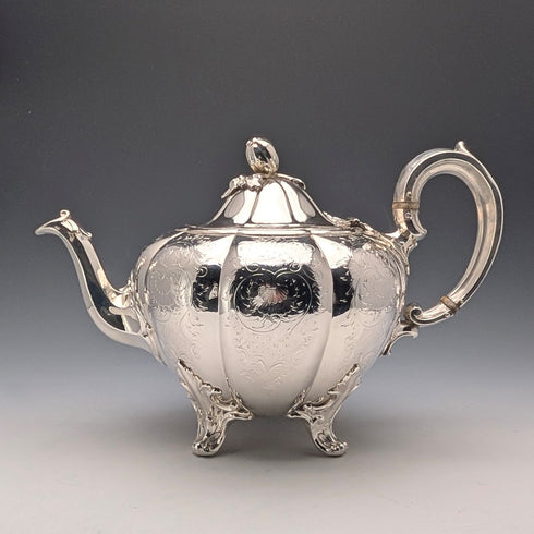 約 1850 年英國古董銀盤茶具,3 件套,Padley Parkin