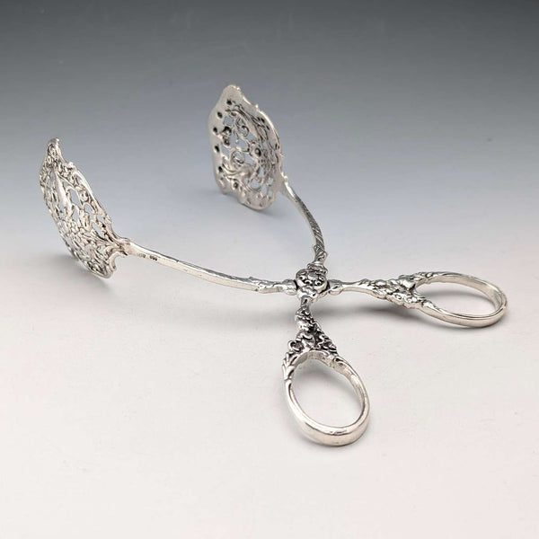 Circa 1900 German antique 800 silver cake tongs