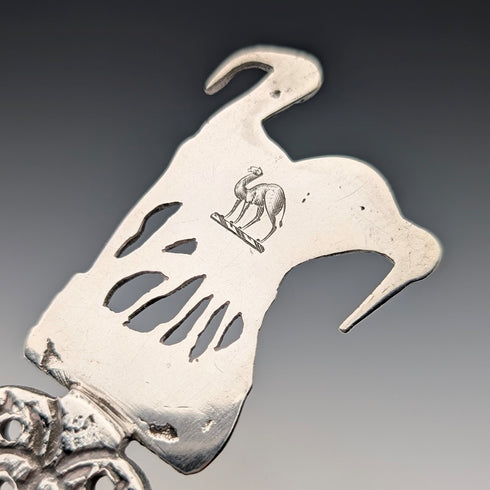 1904 British antique sterling silver large spoon with relief decoration by Samuel Boyce