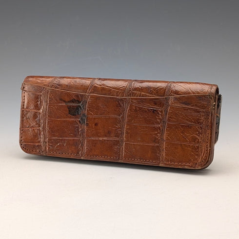 約 1900 年英國古董純銀裝飾小皮革皮夾,帶零錢包 Edward Langridge