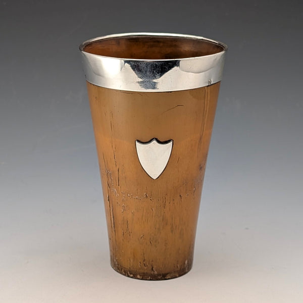 1934 British vintage sterling silver horn beaker cup by William Dunningham