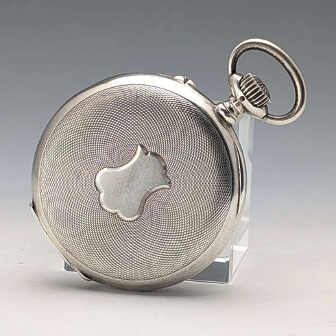 Circa 1911 Antique Longines Pocket Watch, Pure Silver Open Face, In Good Working Condition