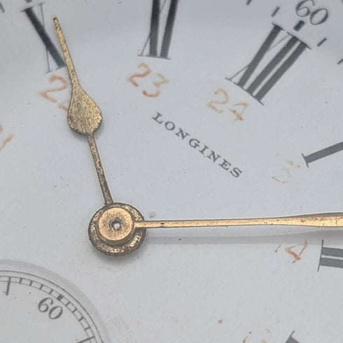 Circa 1911 Antique Longines Pocket Watch, Pure Silver Open Face, In Good Working Condition