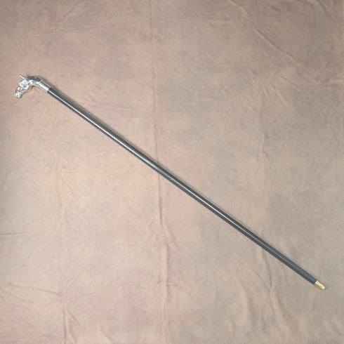 1995年 英国ヴィンテージ ブラックシャフト 純銀製ホースヘッドハンドル ステッキ 杖 92cm