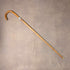 Vintage Tan Shaft Bent Handle Sterling Silver Decorated Walking Stick 92cm