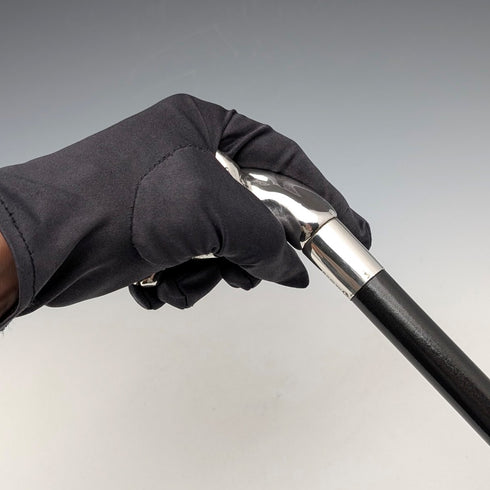 1995年 英国ヴィンテージ ブラックシャフト 純銀製ホースヘッドハンドル ステッキ 杖 92cm