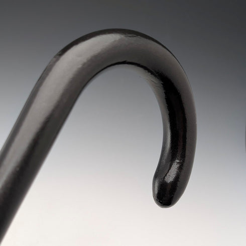 1943 British vintage black shaft curved handle pure silver decorated walking stick 93cm