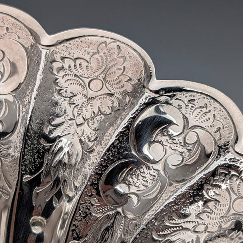 1978 英國復古純銀貝殼形高腳盤 124 克 David Hollander&Son