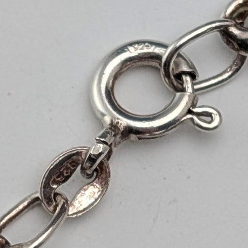 復古拉長石和純銀吊墜搭配純銀超厚項鍊