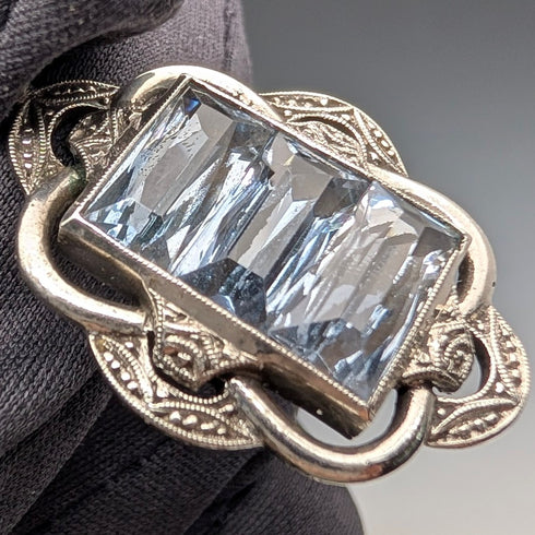 復古海藍寶石和純銀吊墜,搭配純銀項鍊