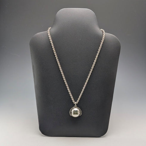 復古純銀可擴展照片吊墜,配上厚純銀項鍊,47 克