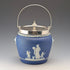 Antique British Wedgwood Biscuit Barrel Jasperware Royal Blue