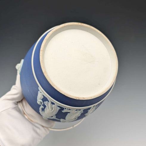 Antique British Wedgwood Biscuit Barrel Jasperware Royal Blue