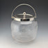 Vintage British Biscuit Barrel, Etched Glass, Silver Plated Lid
