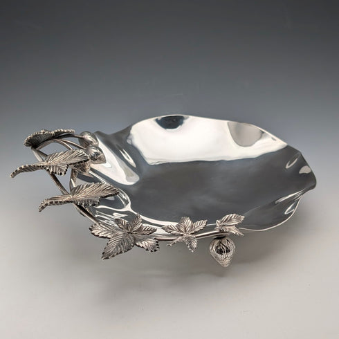 約 1900 年英國古董銀盤草莓盤,Walker & Hall