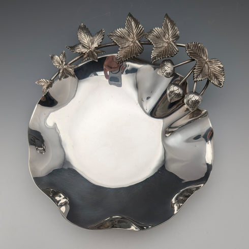 約 1900 年英國古董銀盤草莓盤,Walker & Hall