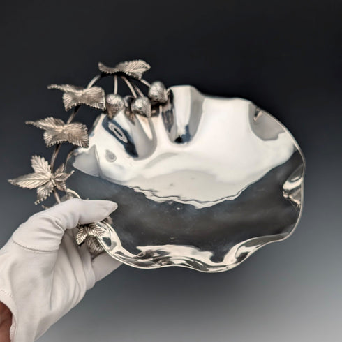 約 1900 年英國古董銀盤草莓盤,Walker & Hall