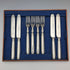 1922 British antique sterling silver handle cutlery set of 4 Harrison Brothers & Howson with tray