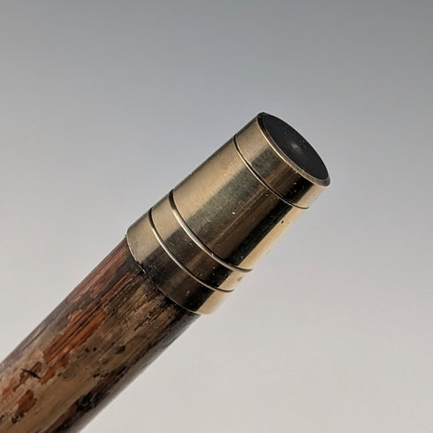 1925年 英国アンティーク 斑模様シャフト 曲がりハンドル 純銀装飾 ステッキ 杖 86cm