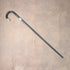 1920 British antique black shaft curved handle pure silver decorated walking stick 84cm