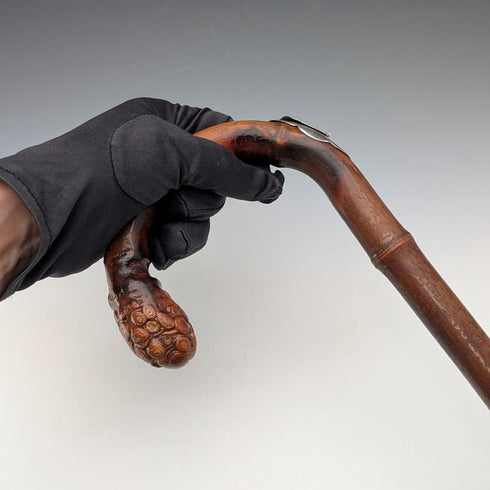 20世紀初頭 英国アンティーク 竹シャフト ホースメジャー付きステッキ 91cm Jonathan Howell