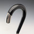 1920 British antique black shaft curved handle pure silver decorated walking stick 84cm