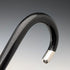 1920 British antique black shaft curved handle pure silver decorated walking stick 84cm