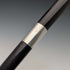 1920 British antique black shaft curved handle pure silver decorated walking stick 84cm