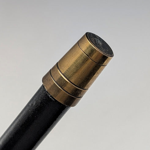 1920年 英国アンティーク ブラックシャフト 曲がりハンドル 純銀装飾 ステッキ 杖 84cm