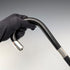 1920 British antique black shaft curved handle pure silver decorated walking stick 84cm