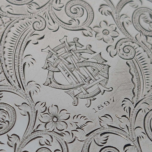 1896 British antique sterling silver double door card case 120g George Unite Very good condition