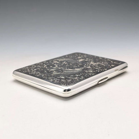 1896 British antique sterling silver double door card case 120g George Unite Very good condition