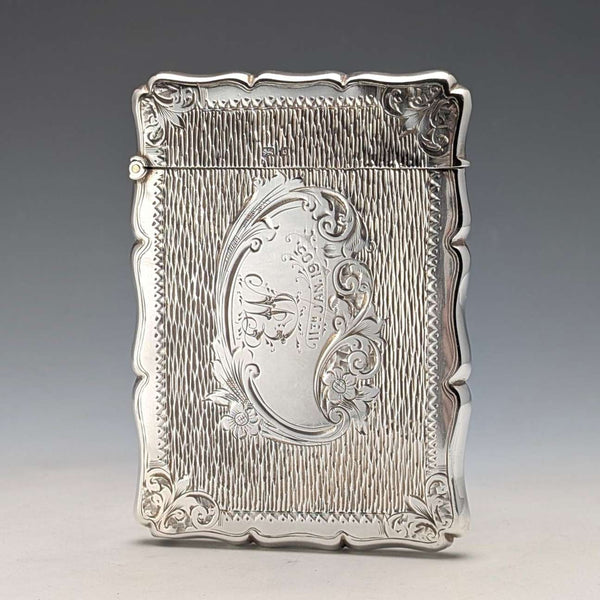 1901 年英國古董花卉雕刻純銀卡片盒,75 克,盒裝,Lines,Bunn & Mason