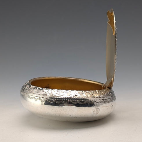 1912年 英国アンティーク 純銀製 小石型スナッフボックス 85g John Rose 極美品