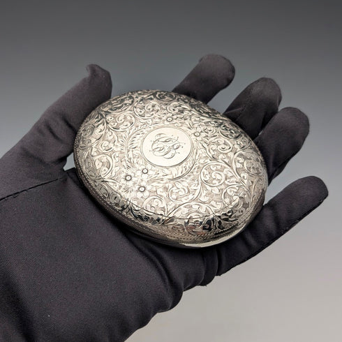 1912年 英国アンティーク 純銀製 小石型スナッフボックス 85g John Rose 極美品