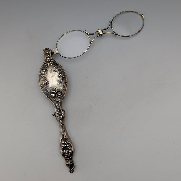American antique sterling silver vermeil detailed decoration portable folding glasses Ronniet