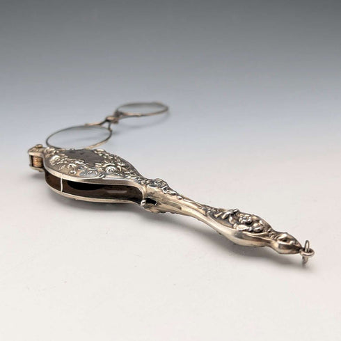 American antique sterling silver vermeil detailed decoration portable folding glasses Ronniet